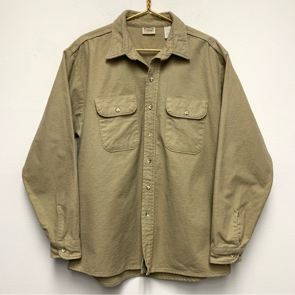 Vintage Five Brother Chamois Heavyweight Flannel Shirt Tallman XL XLT Tall Khaki